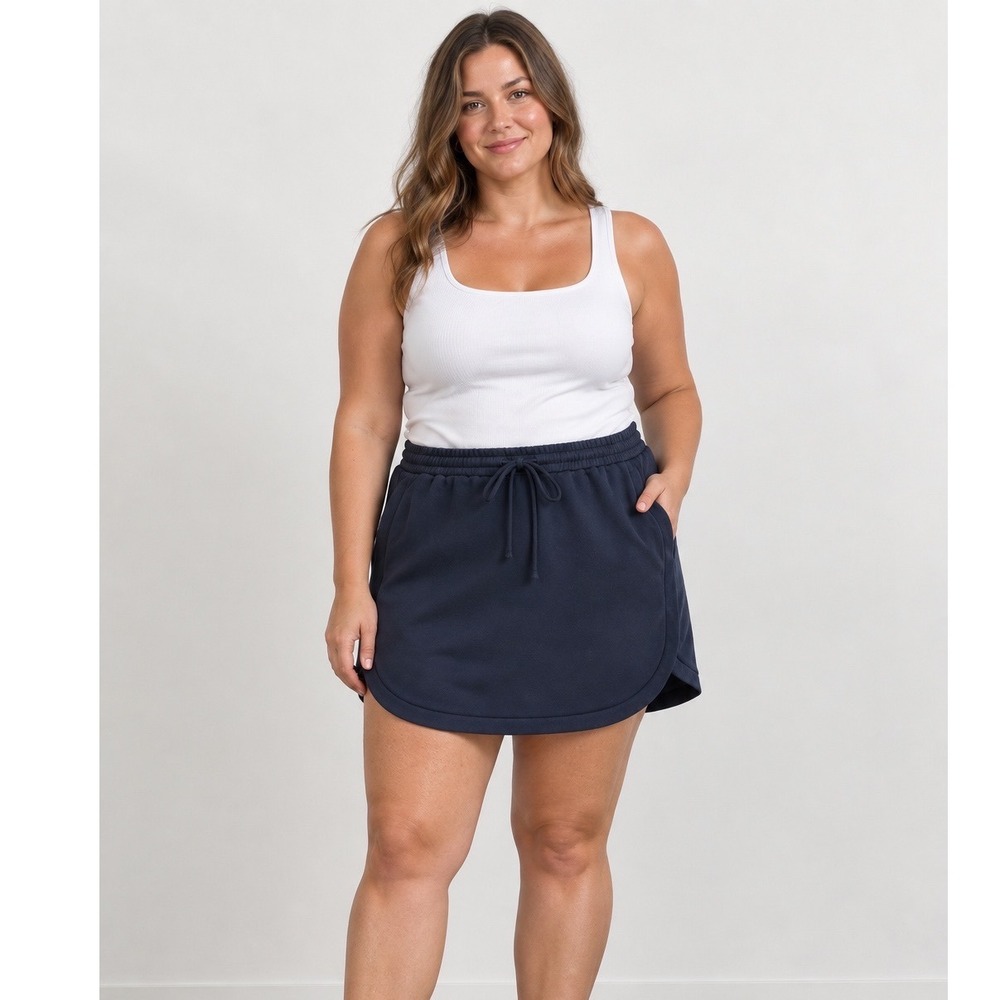 J. Crew Navy Blue Tulip Hem Mini Skirt with Pockets Size 12 Drawstring Waist